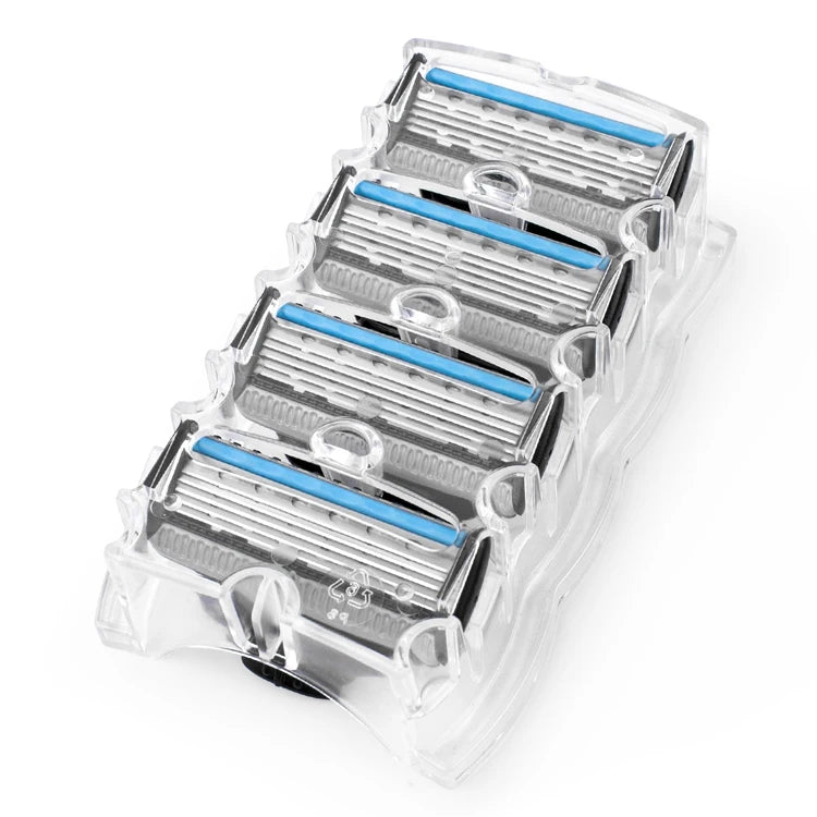 QShave It Blue Series Manual Shaving Razor Blade for Man Blade Refill X5 Blade Plus 1 Trimmer Blade USA Top Blade , 4 Cartridges