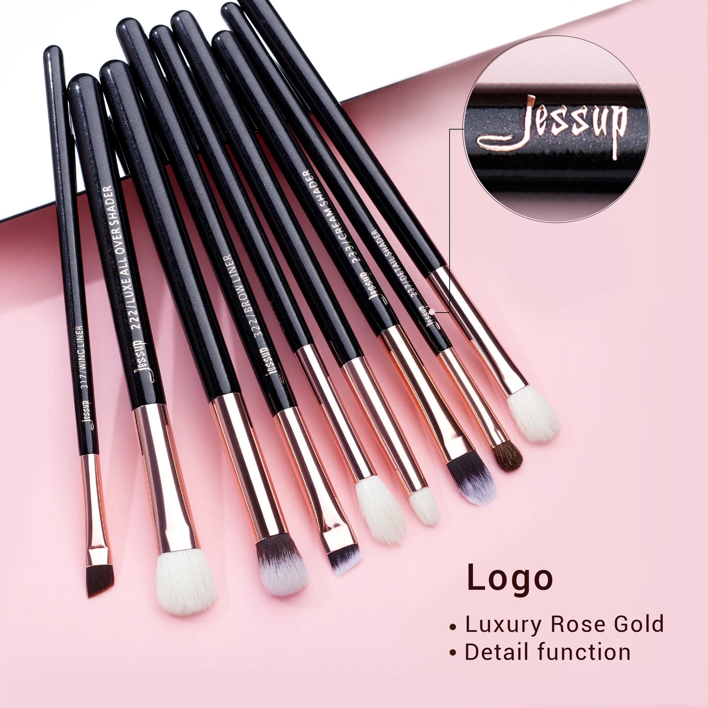 Jessup Make-Up Pinsel Set 15 stücke Make-up Pinsel Tools kit Eye Liner Shader natürliche-synthetische haar Rose Gold/schwarz T157