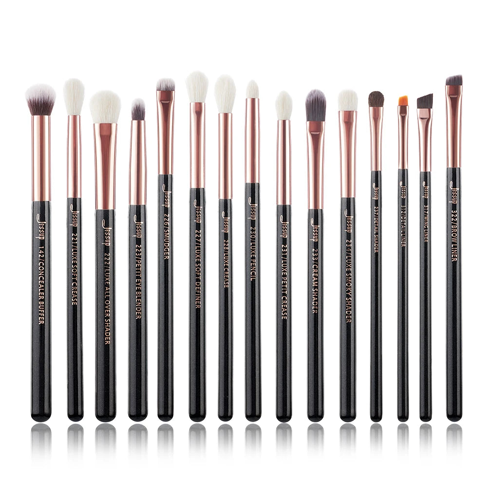Jessup Make-Up Pinsel Set 15 stücke Make-up Pinsel Tools kit Eye Liner Shader natürliche-synthetische haar Rose Gold/schwarz T157