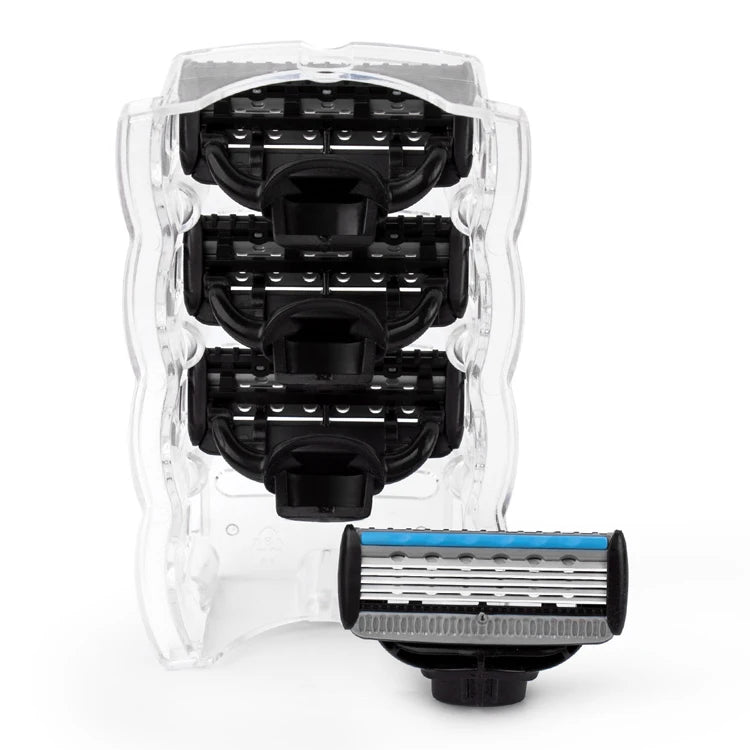 QShave It Blue Series Manual Shaving Razor Blade for Man Blade Refill X5 Blade Plus 1 Trimmer Blade USA Top Blade , 4 Cartridges