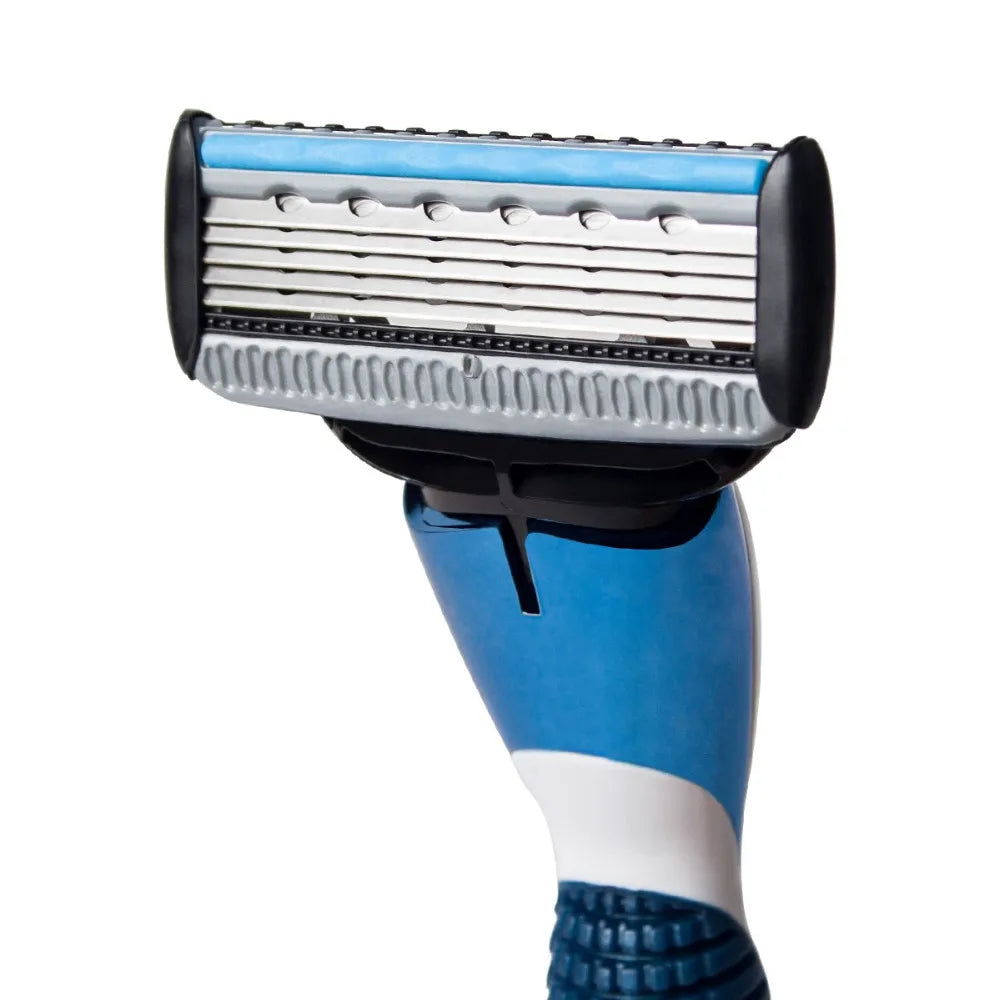 QShave It Blue Series Manual Shaving Razor Blade for Man Blade Refill X5 Blade Plus 1 Trimmer Blade USA Top Blade , 4 Cartridges