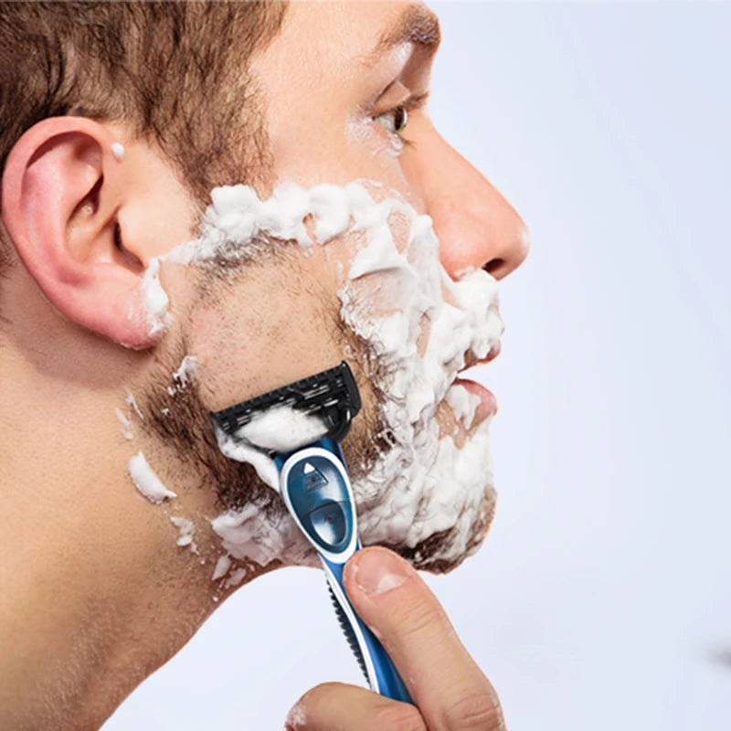 QShave It Blue Series Manual Shaving Razor Blade for Man Blade Refill X5 Blade Plus 1 Trimmer Blade USA Top Blade , 4 Cartridges