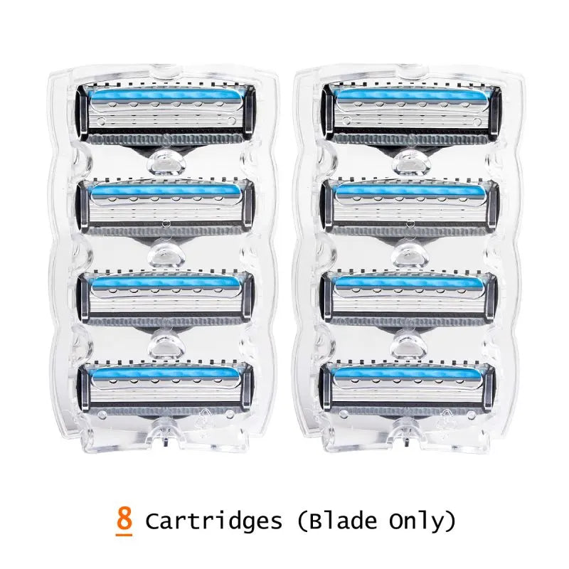 QShave It Blue Series Manual Shaving Razor Blade for Man Blade Refill X5 Blade Plus 1 Trimmer Blade USA Top Blade , 4 Cartridges