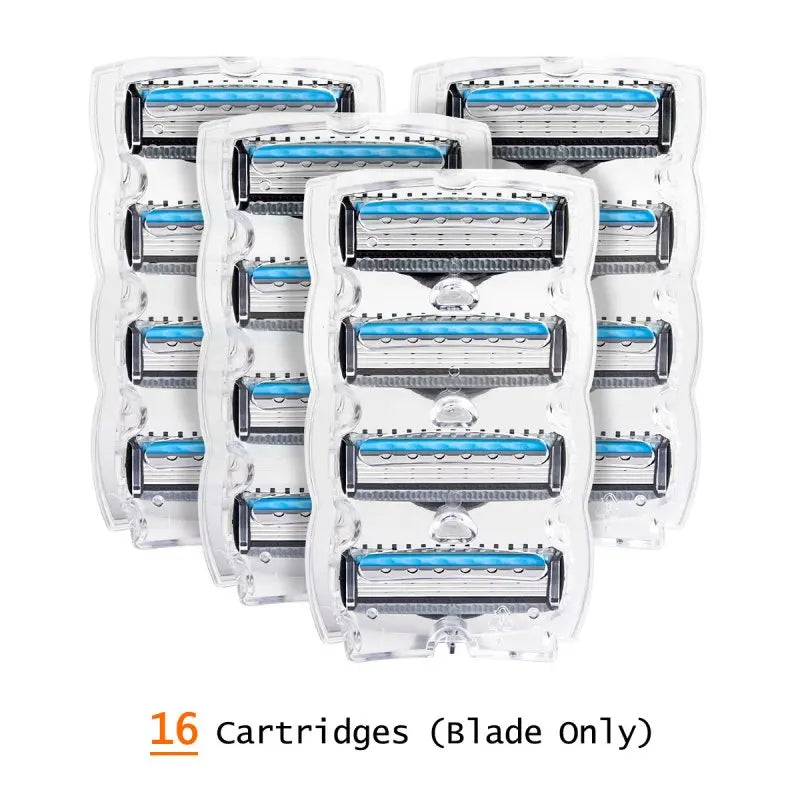 QShave It Blue Series Manual Shaving Razor Blade for Man Blade Refill X5 Blade Plus 1 Trimmer Blade USA Top Blade , 4 Cartridges