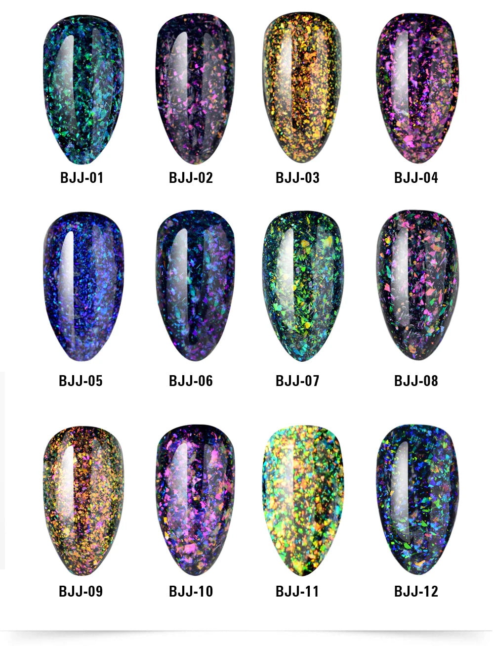 Fengshangmei 5g Aurora Gel Nagellack Top Mantel Hybrid Gel Lack Klar UV Gellak Glittler Lack Kunst Vernis Semi permanent