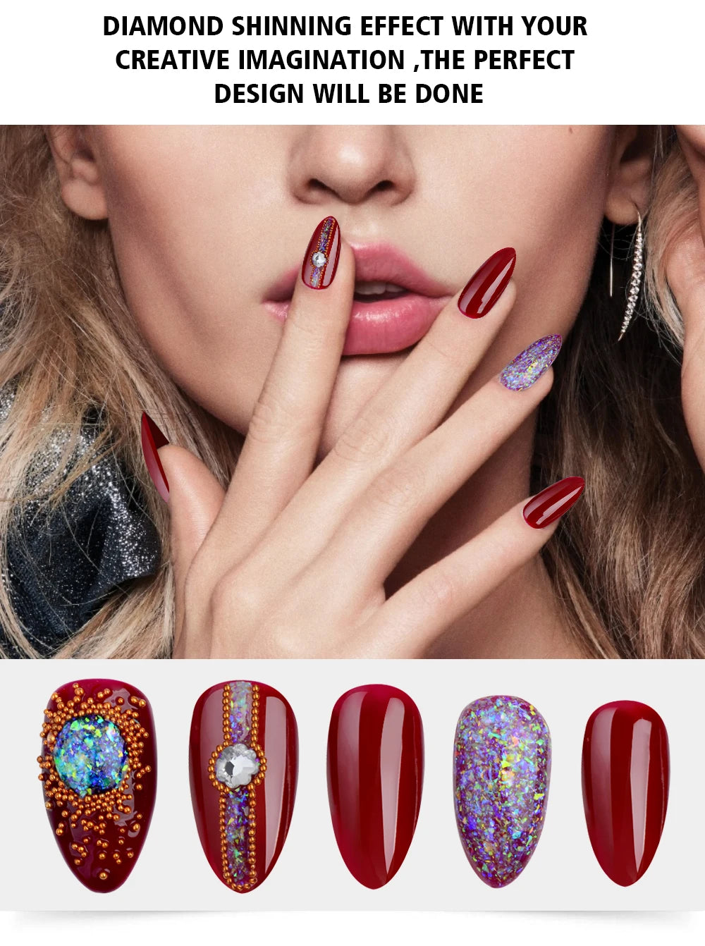 Fengshangmei 5g Aurora Gel Nagellack Top Mantel Hybrid Gel Lack Klar UV Gellak Glittler Lack Kunst Vernis Semi permanent