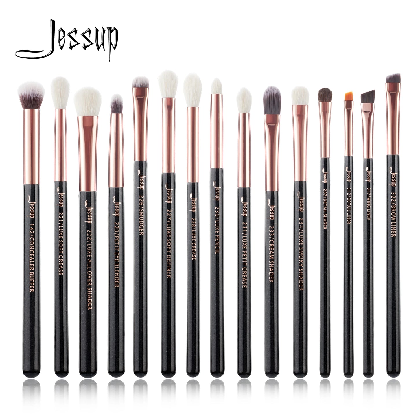 Jessup Make-Up Pinsel Set 15 stücke Make-up Pinsel Tools kit Eye Liner Shader natürliche-synthetische haar Rose Gold/schwarz T157