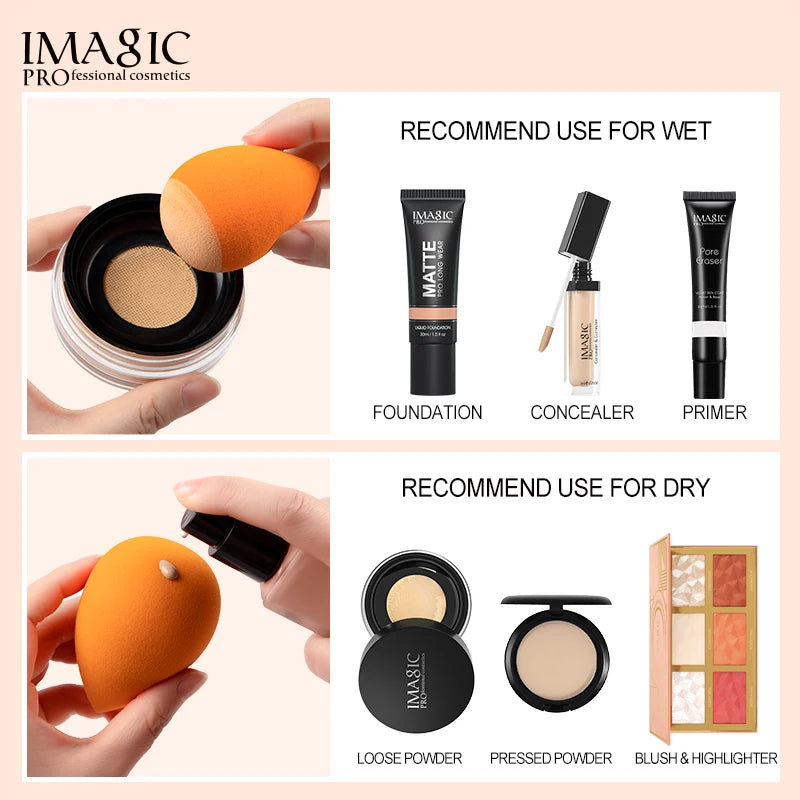 IMAGIC Makeup Sponge 3Pcs Set – Soft Cosmetic Puff for Foundation, Concealer & Cream