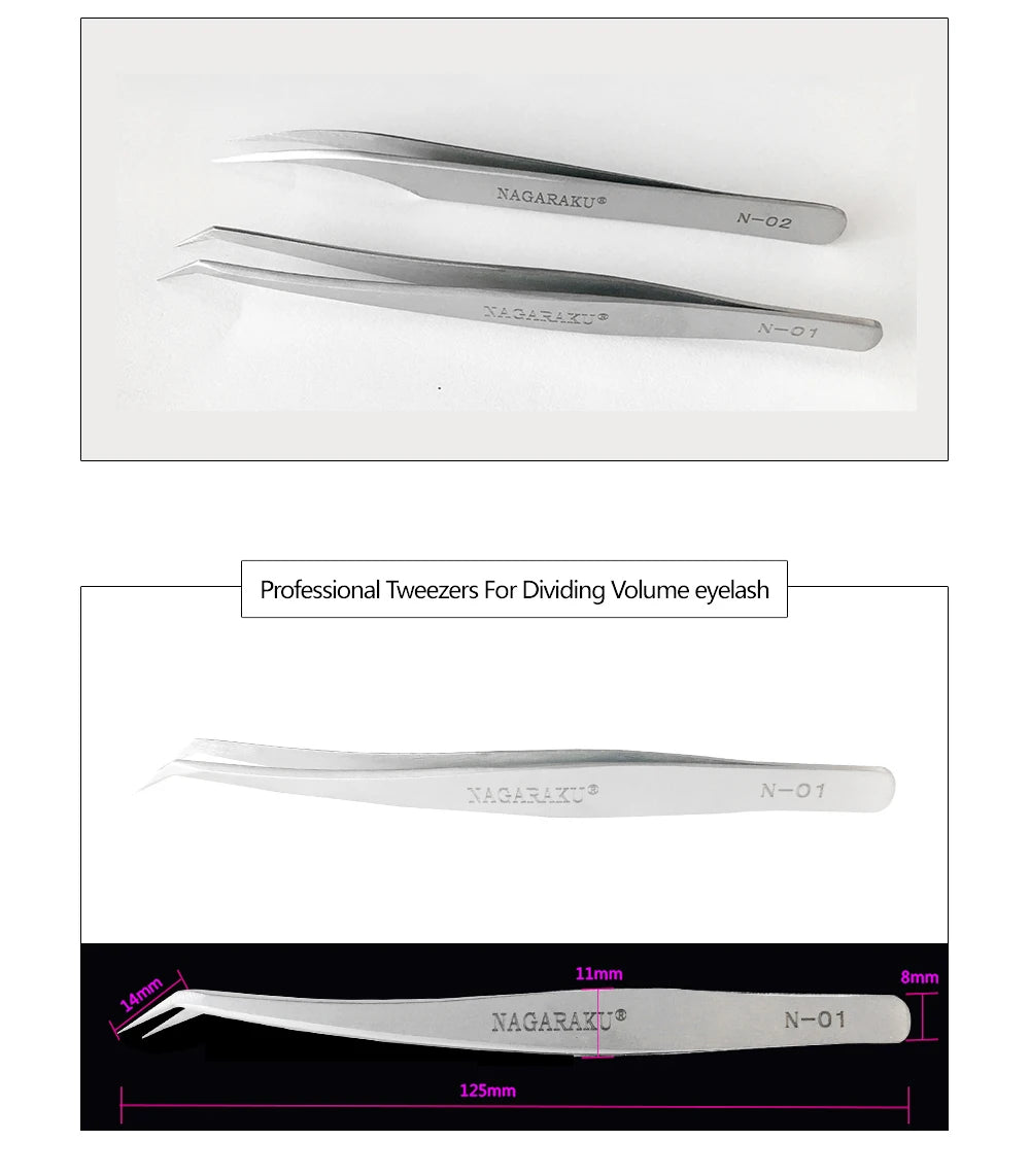 NAGARAKU Wimpernverlängerungspinzette Make-up Edelstahl Wimpern 3D präziser Clip
