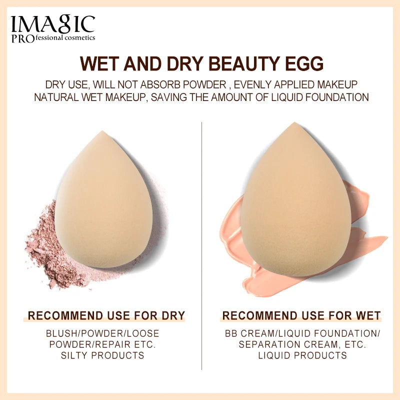 IMAGIC Makeup Sponge 3Pcs Set – Soft Cosmetic Puff for Foundation, Concealer & Cream