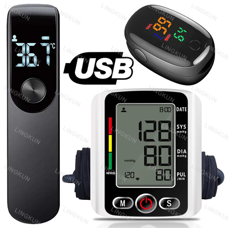 Portable Tonometer Digital LCD arm tensiometers Blood Pressure Monitor Heart rate Meter Large Cuff Sphygmomanometer Health Care