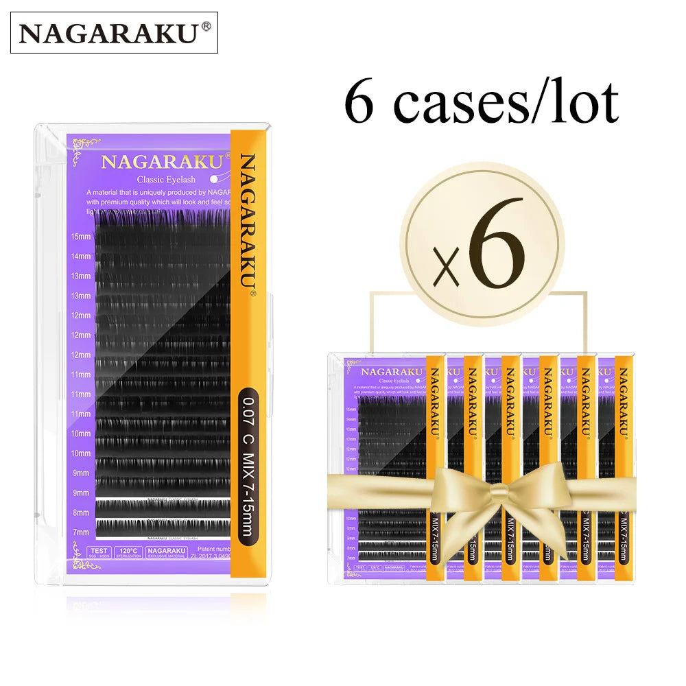 Nagaraku alle Größe 6 Fall c d Curl Faux Nerz Wimpern Verlängerung einzelne Wimpern künstliche gefälschte falsche Wimpern bilden