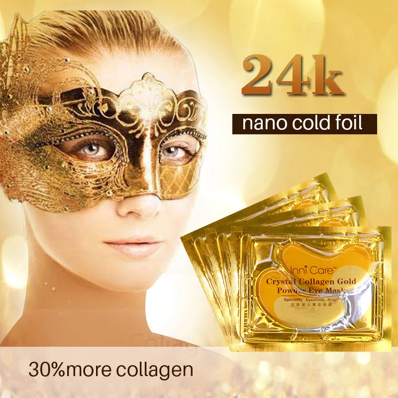 InniCare 40 stücke Schönheit Gold Kristall Kollagen Patches Für Auge Feuchtigkeitsspendende Straffende Augen Maske Koreanische Kosmetik Hautpflege