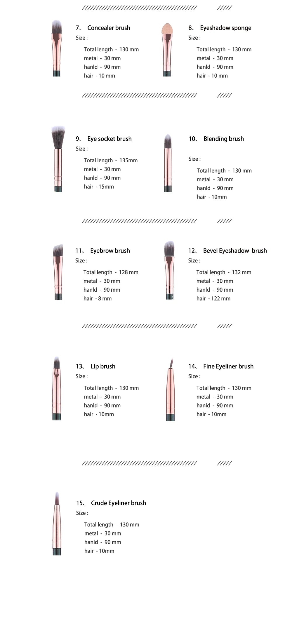 Marmor Make-up Pinsel Set – Puder, Lidschatten, Wimpern & Fan Pinsel 15 Stück
