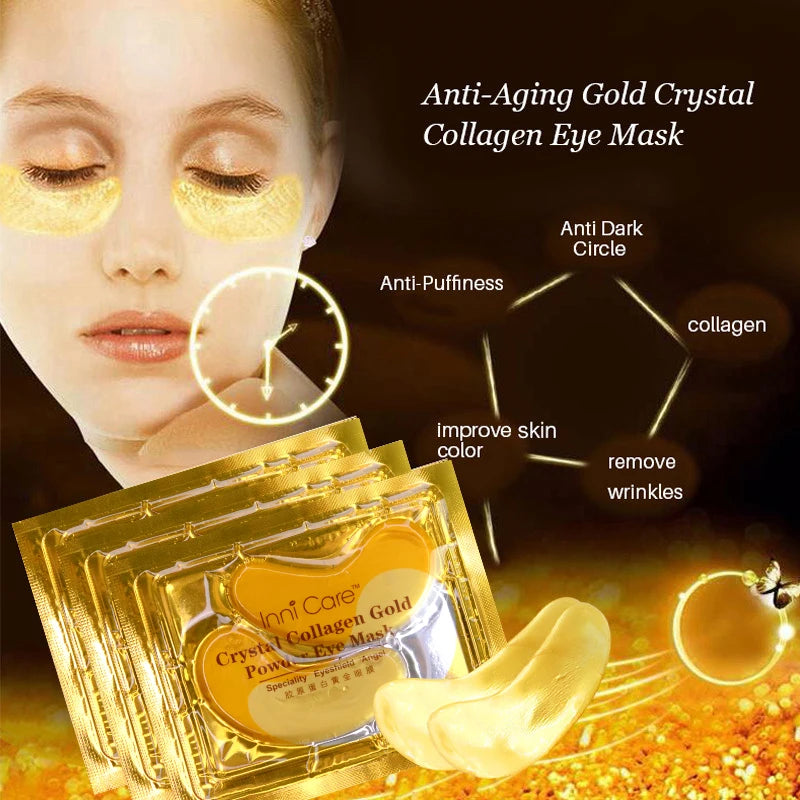 InniCare 40 stücke Schönheit Gold Kristall Kollagen Patches Für Auge Feuchtigkeitsspendende Straffende Augen Maske Koreanische Kosmetik Hautpflege