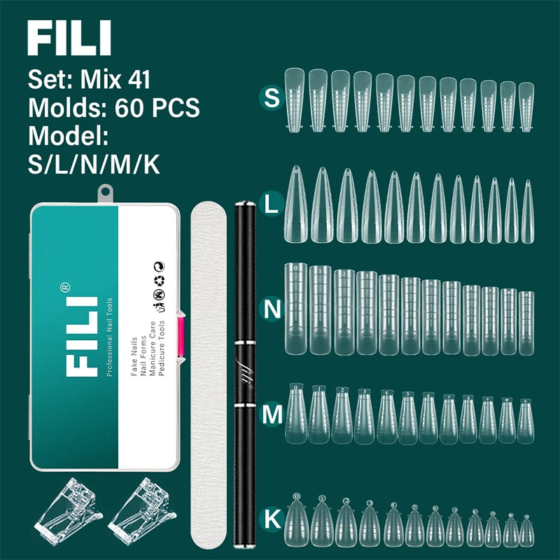 Fili Dual Forms Nagel verlängerung bildet Kit UV Gel Top Form für Mandel Französisch Sarg Falsche Nagel Maniküre Quick Building System Tipps