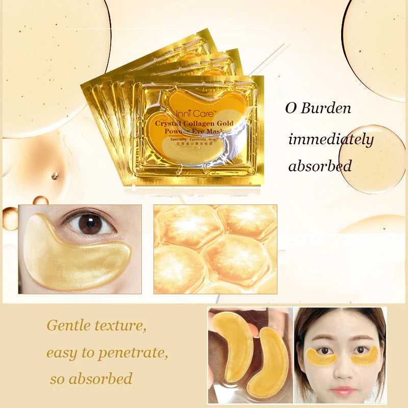 InniCare 40 stücke Schönheit Gold Kristall Kollagen Patches Für Auge Feuchtigkeitsspendende Straffende Augen Maske Koreanische Kosmetik Hautpflege