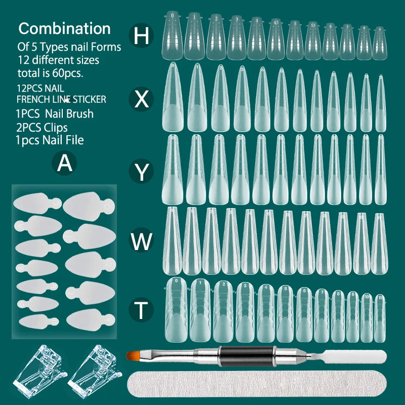 Fili Dual Forms Nagel verlängerung bildet Kit UV Gel Top Form für Mandel Französisch Sarg Falsche Nagel Maniküre Quick Building System Tipps