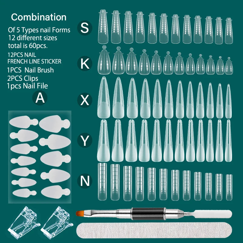 Fili Dual Forms Nagel verlängerung bildet Kit UV Gel Top Form für Mandel Französisch Sarg Falsche Nagel Maniküre Quick Building System Tipps