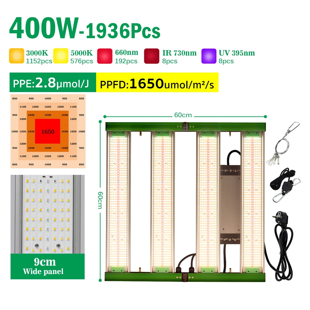 Faltbares Vollspektrum-LED-Wachstumslicht 240 W 320 W 400 W SMD3030 für Zimmerpflanzen, Wachstumslicht, Gewächshaus, Gemüse, Blume