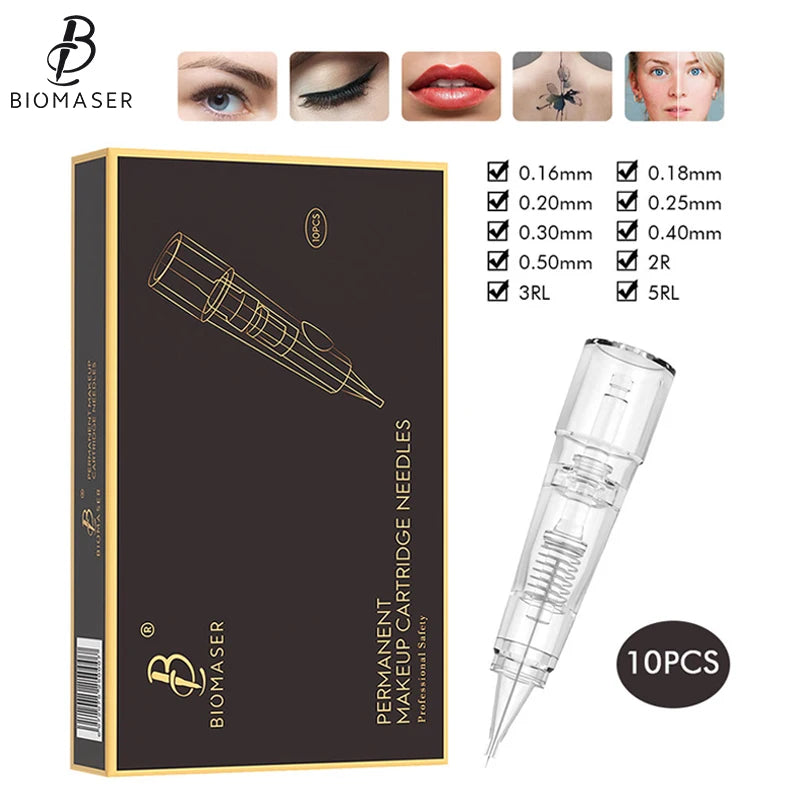 Biomaser Professionelle Permanent Make-Up Patrone Nadeln 1R/2R/3RL/5RL Einweg Sterilisiert Tattoo Stift Maschine Nadeln Tipps