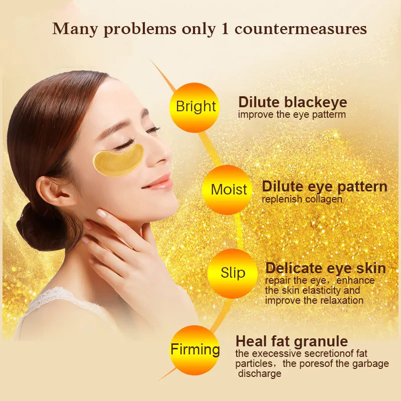 InniCare 40 stücke Schönheit Gold Kristall Kollagen Patches Für Auge Feuchtigkeitsspendende Straffende Augen Maske Koreanische Kosmetik Hautpflege