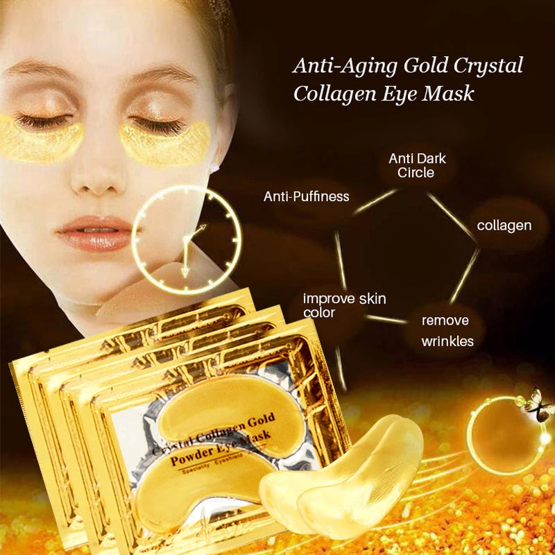 InniCare 40 stücke Schönheit Gold Kristall Kollagen Patches Für Auge Feuchtigkeitsspendende Straffende Augen Maske Koreanische Kosmetik Hautpflege