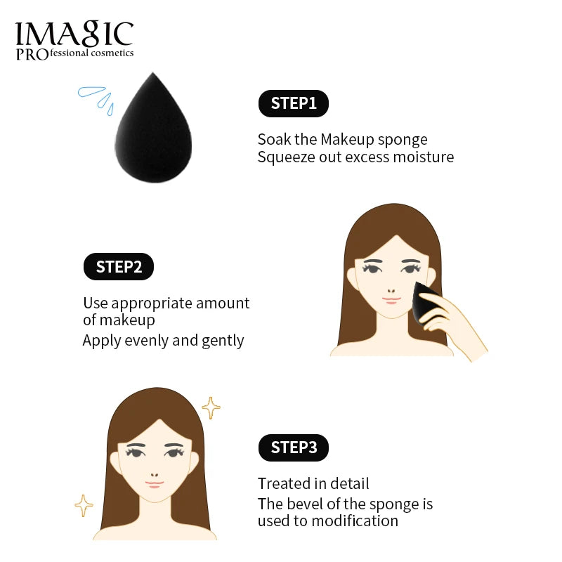 IMAGIC Makeup Sponge 3Pcs Set – Soft Cosmetic Puff for Foundation, Concealer & Cream