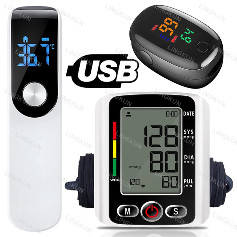 Portable Tonometer Digital LCD arm tensiometers Blood Pressure Monitor Heart rate Meter Large Cuff Sphygmomanometer Health Care