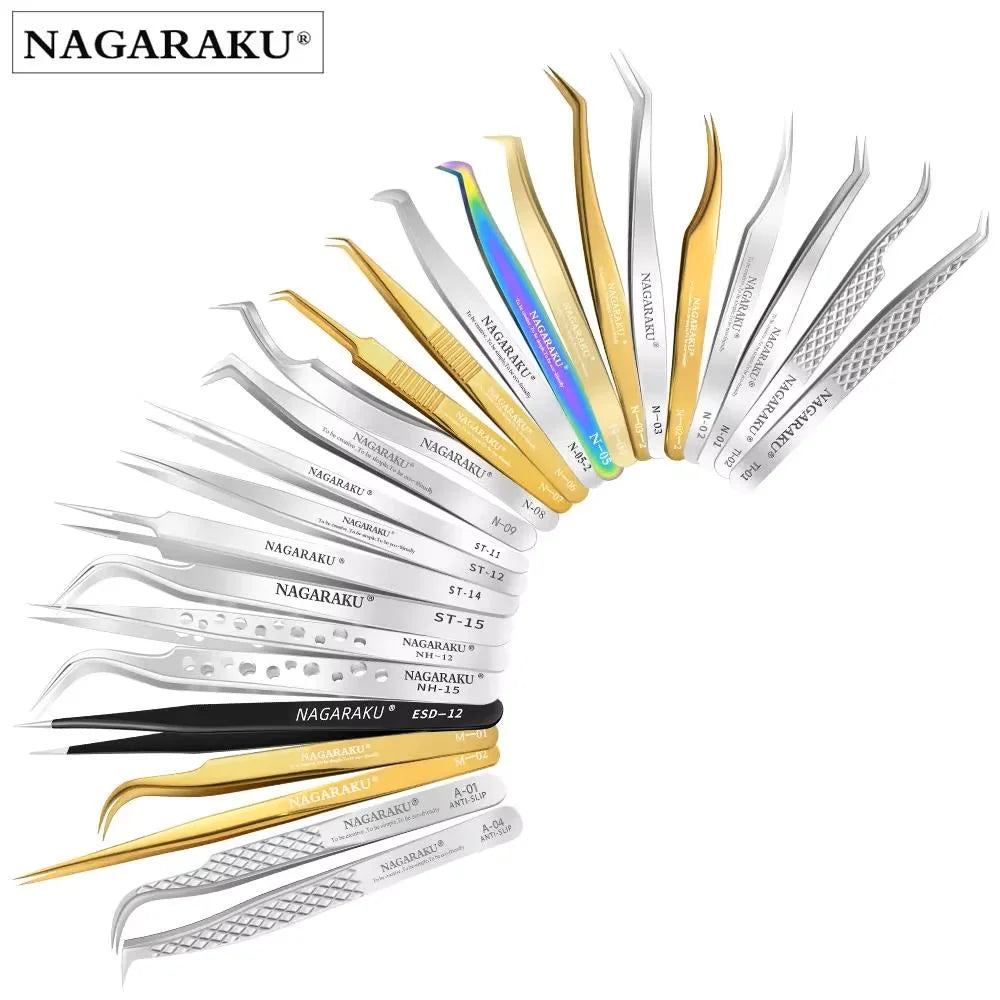 NAGARAKU Wimpernverlängerungspinzette Make-up Edelstahl Wimpern 3D präziser Clip