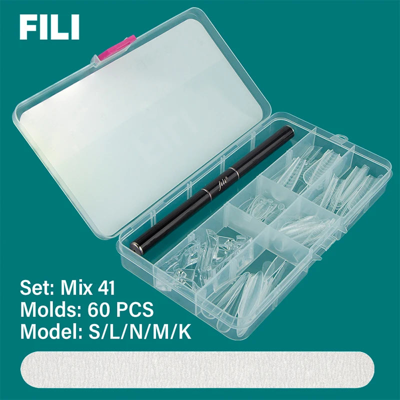 Fili Dual Forms Nagel verlängerung bildet Kit UV Gel Top Form für Mandel Französisch Sarg Falsche Nagel Maniküre Quick Building System Tipps