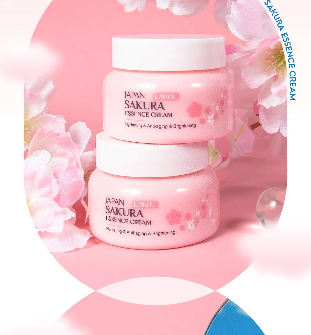 Japanische Sakura Essenz Gesichtscreme mit Kirschenblüte – Feuchtigkeitsspendend, Straffend, Koreanische Hautpflege – 60g LAIKOU