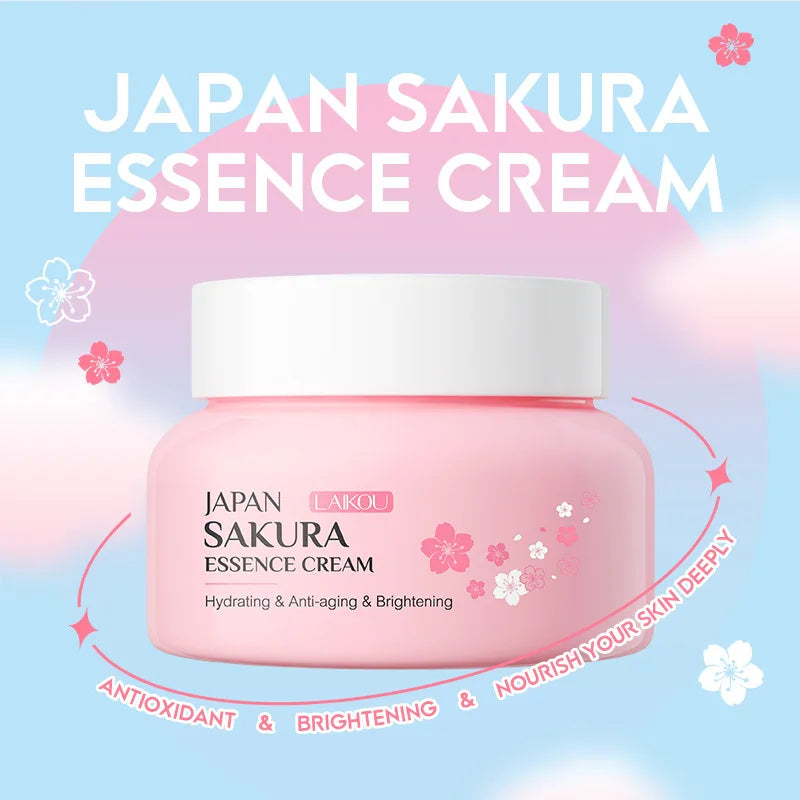Japanische Sakura Essenz Gesichtscreme mit Kirschenblüte – Feuchtigkeitsspendend, Straffend, Koreanische Hautpflege – 60g LAIKOU