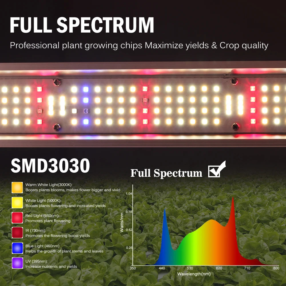 Faltbares Vollspektrum-LED-Wachstumslicht 240 W 320 W 400 W SMD3030 für Zimmerpflanzen, Wachstumslicht, Gewächshaus, Gemüse, Blume