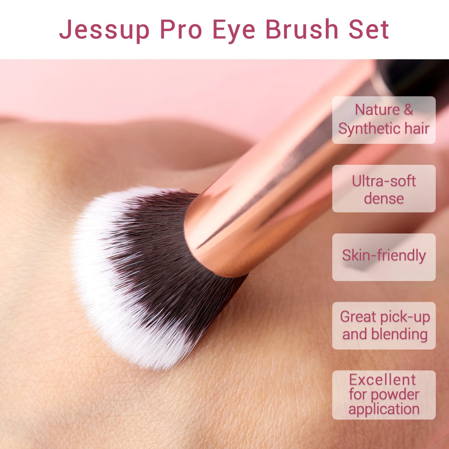 Jessup Make-Up Pinsel Set 15 stücke Make-up Pinsel Tools kit Eye Liner Shader natürliche-synthetische haar Rose Gold/schwarz T157