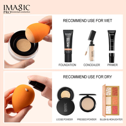 IMAGIC Makeup Sponge 3Pcs Set – Soft Cosmetic Puff for Foundation, Concealer & Cream