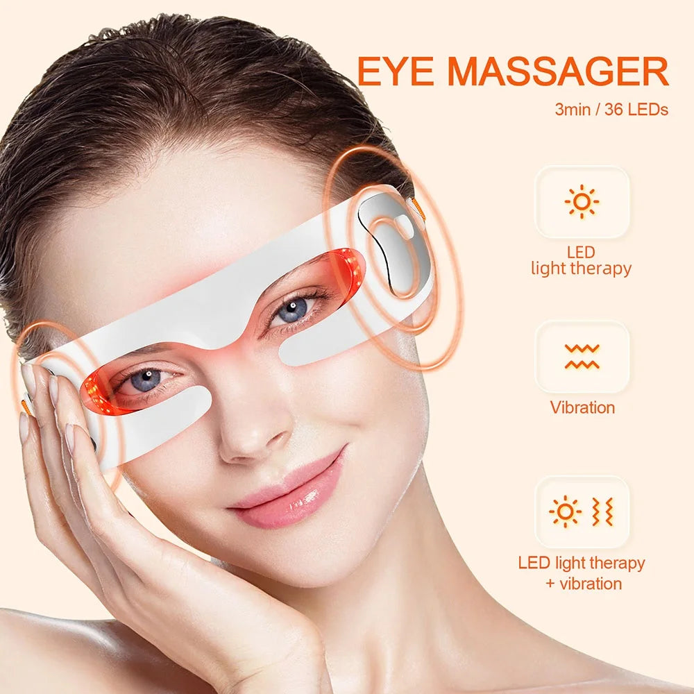 Anti-Aging-Augenmassagegerät, LED-Photonentherapie, Entspannung, Müdigkeitslinderung, Aufhellung dunkler Ringe, glatte Augen, feine Linie, Schönheit, Augenpflege