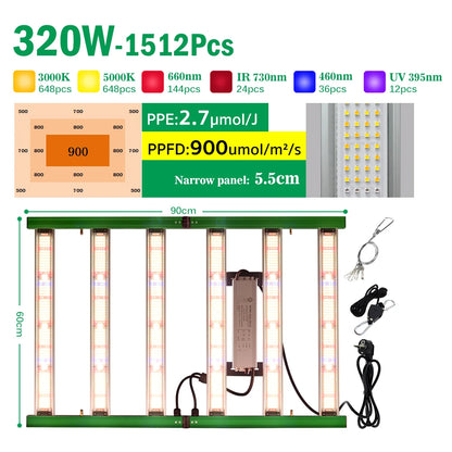 Faltbares Vollspektrum-LED-Wachstumslicht 240 W 320 W 400 W SMD3030 für Zimmerpflanzen, Wachstumslicht, Gewächshaus, Gemüse, Blume