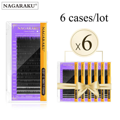 Nagaraku alle Größe 6 Fall c d Curl Faux Nerz Wimpern Verlängerung einzelne Wimpern künstliche gefälschte falsche Wimpern bilden