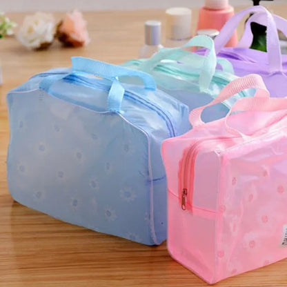 5-Farben-Make-up-Organizer-Tasche, Kulturbeutel, Bade-Aufbewahrungstasche für Damen, wasserdicht, transparent, florales PVC, Reise-Kosmetiktasche