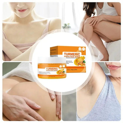 Kurkuma-Peeling, 150 g, hautaufhellendes Peeling, Gesichts- und Körperpeeling, entfernt abgestorbene Haut, tief reinigendes Bikini-Peeling für dunkle Innenseite