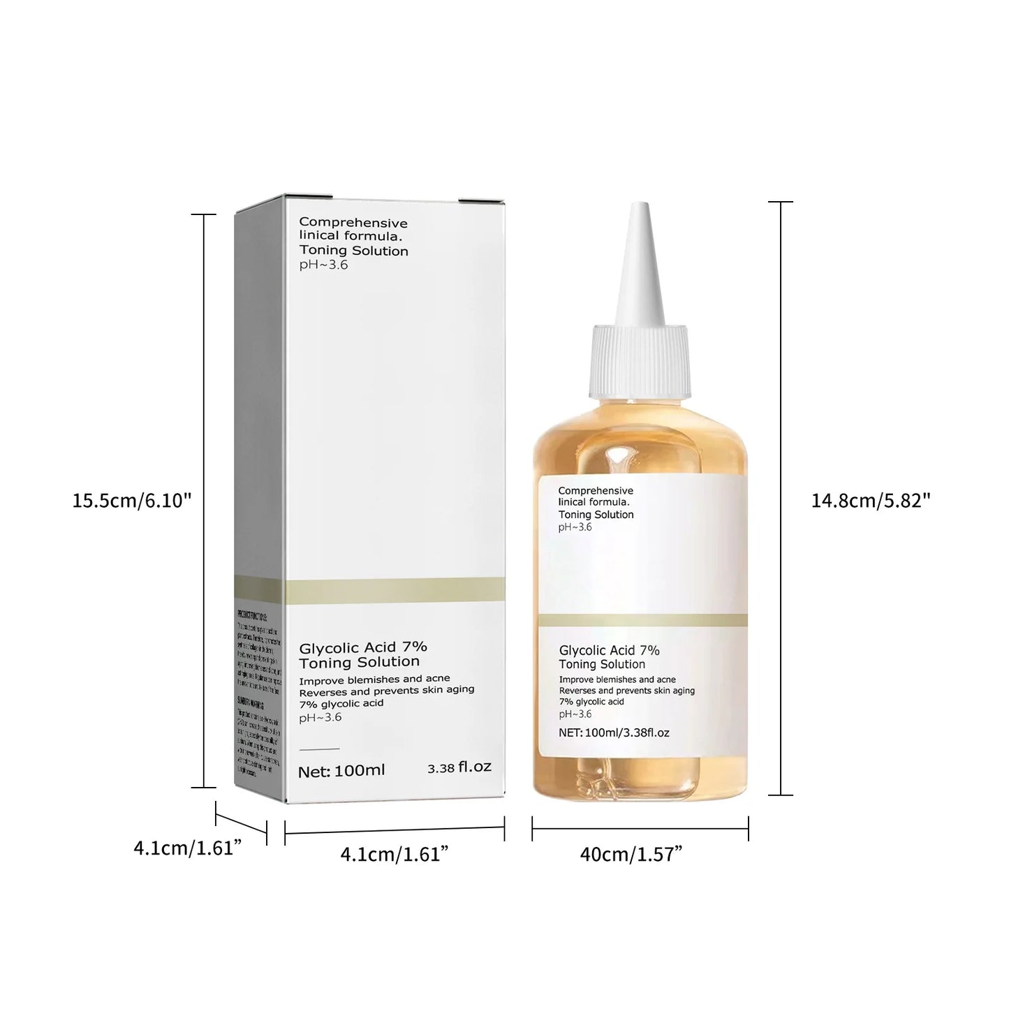 100 ml Glykolsäure, 7 % Tonisierungslösung zur Entfernung von Akne und zur Befeuchtung der Haut, verjüngende Lotion