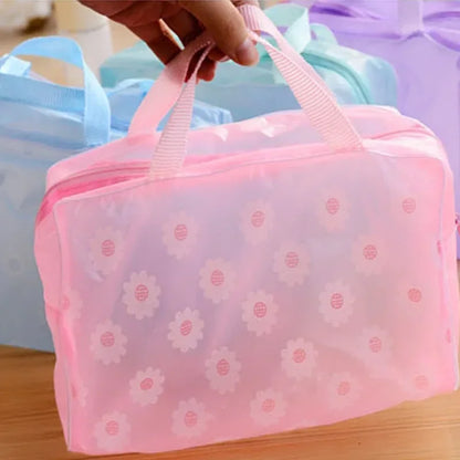 5-Farben-Make-up-Organizer-Tasche, Kulturbeutel, Bade-Aufbewahrungstasche für Damen, wasserdicht, transparent, florales PVC, Reise-Kosmetiktasche