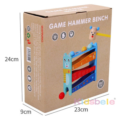 Children 4 Tracks Montessori Wooden Hammering Toy For Kids Fine Motor Skills Learning Color Matching Rolling Balls Party Game