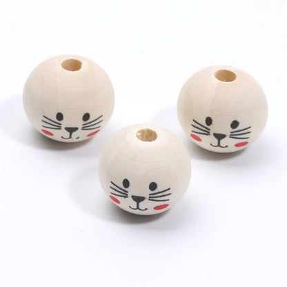 Runde Kugeln Cartoon niedlichen Katze Muster Holz perlen 20mm 10 stücke Holz Farbe Spacer Perlen für Schmuck machen DIY Spielzeug Geschenk zubehör