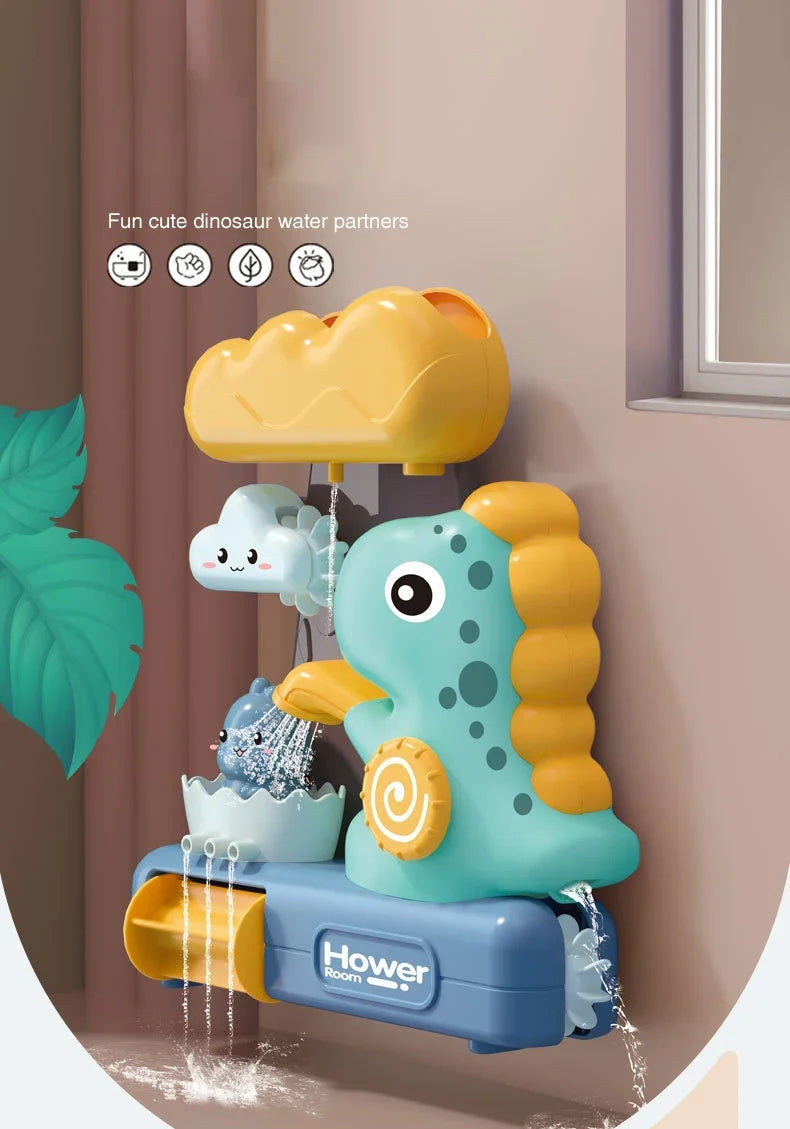 Children's Take A Shower Paddle Toys Cartoon Animals Dinosaurs Spin Water Spray Waterwheel Bath Toy Kids Delight Shower Toy Gift