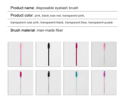 Einweg Kristall Wimpern Augenbrauen Pinsel Wimpern Mascara Zauberstäbe Applikator biegbare 50 Stück