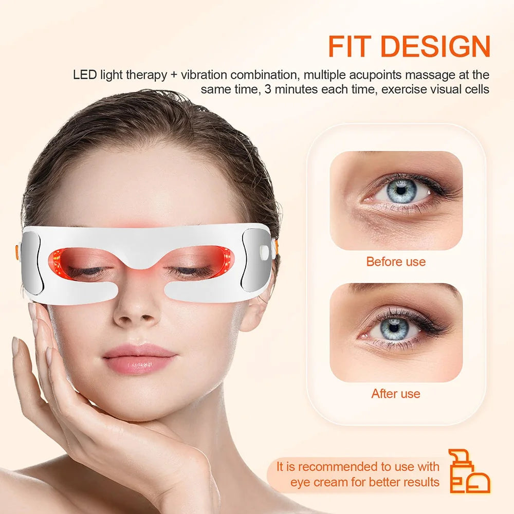 Anti-Aging-Augenmassagegerät, LED-Photonentherapie, Entspannung, Müdigkeitslinderung, Aufhellung dunkler Ringe, glatte Augen, feine Linie, Schönheit, Augenpflege