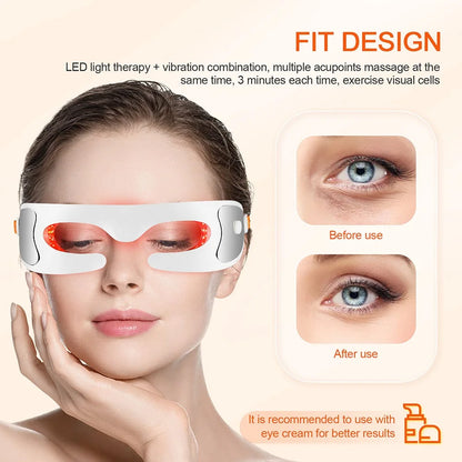 Anti-Aging-Augenmassagegerät, LED-Photonentherapie, Entspannung, Müdigkeitslinderung, Aufhellung dunkler Ringe, glatte Augen, feine Linie, Schönheit, Augenpflege