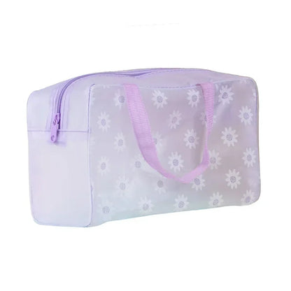 5-Farben-Make-up-Organizer-Tasche, Kulturbeutel, Bade-Aufbewahrungstasche für Damen, wasserdicht, transparent, florales PVC, Reise-Kosmetiktasche